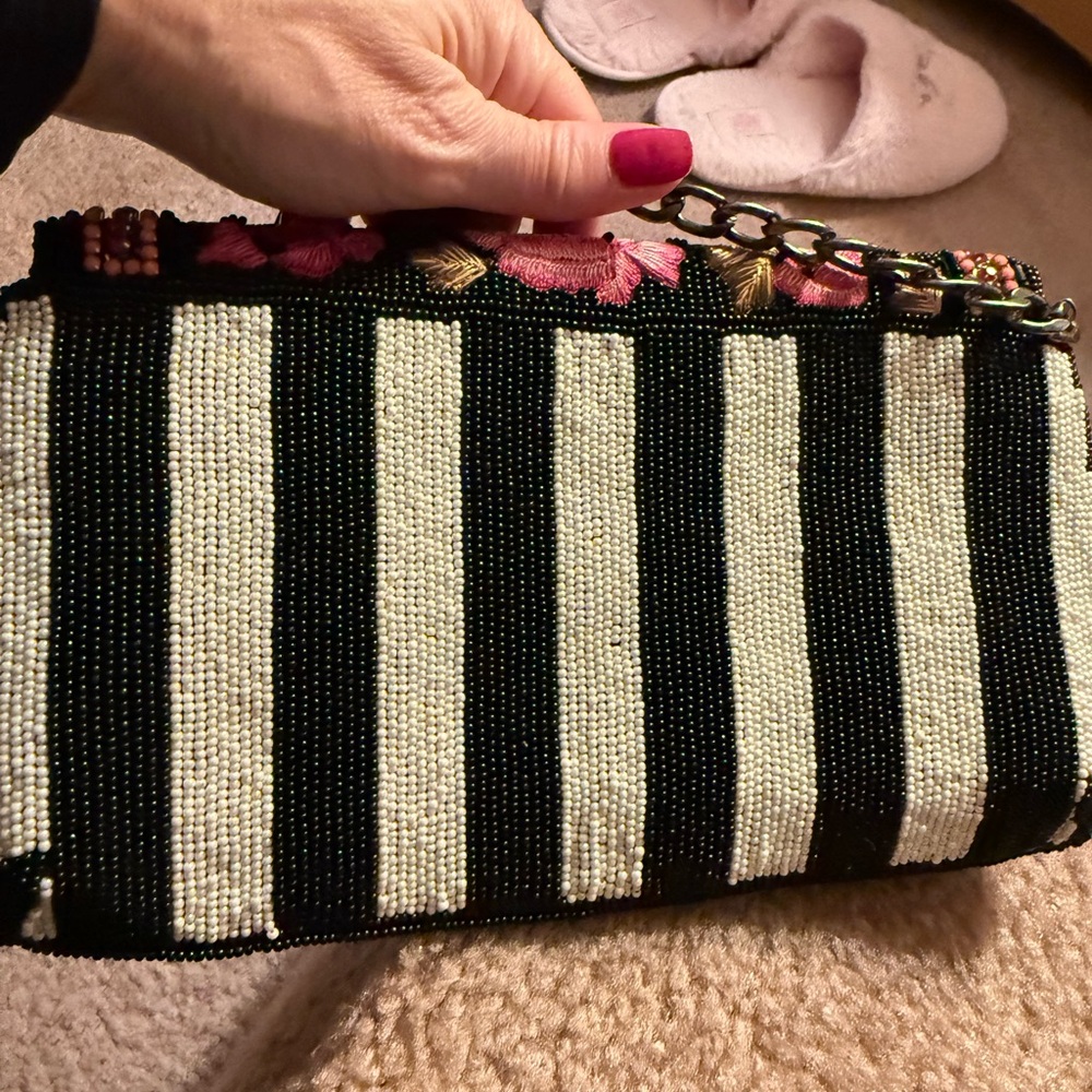 Mary Frances Black and Pink Floral Mini Bag - Picture 5 of 13